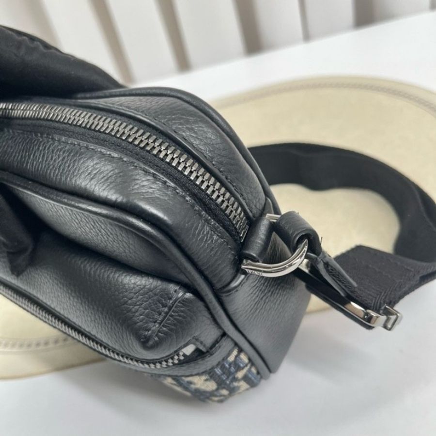 DIOR Rider拉鍊信使包 經典刺繡拼黑-15