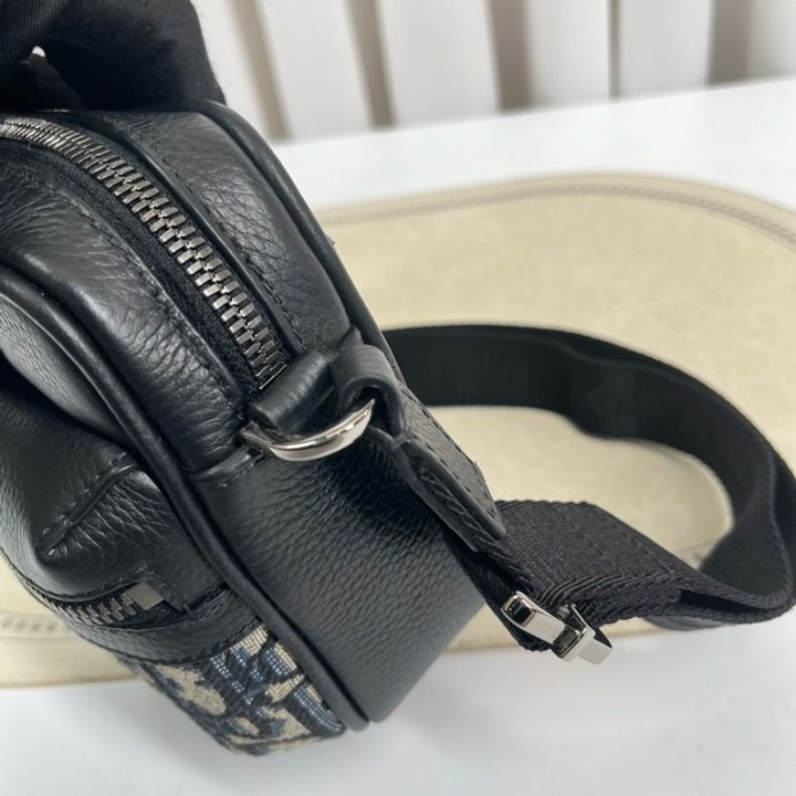 DIOR Rider拉鍊信使包 經典刺繡拼黑-16