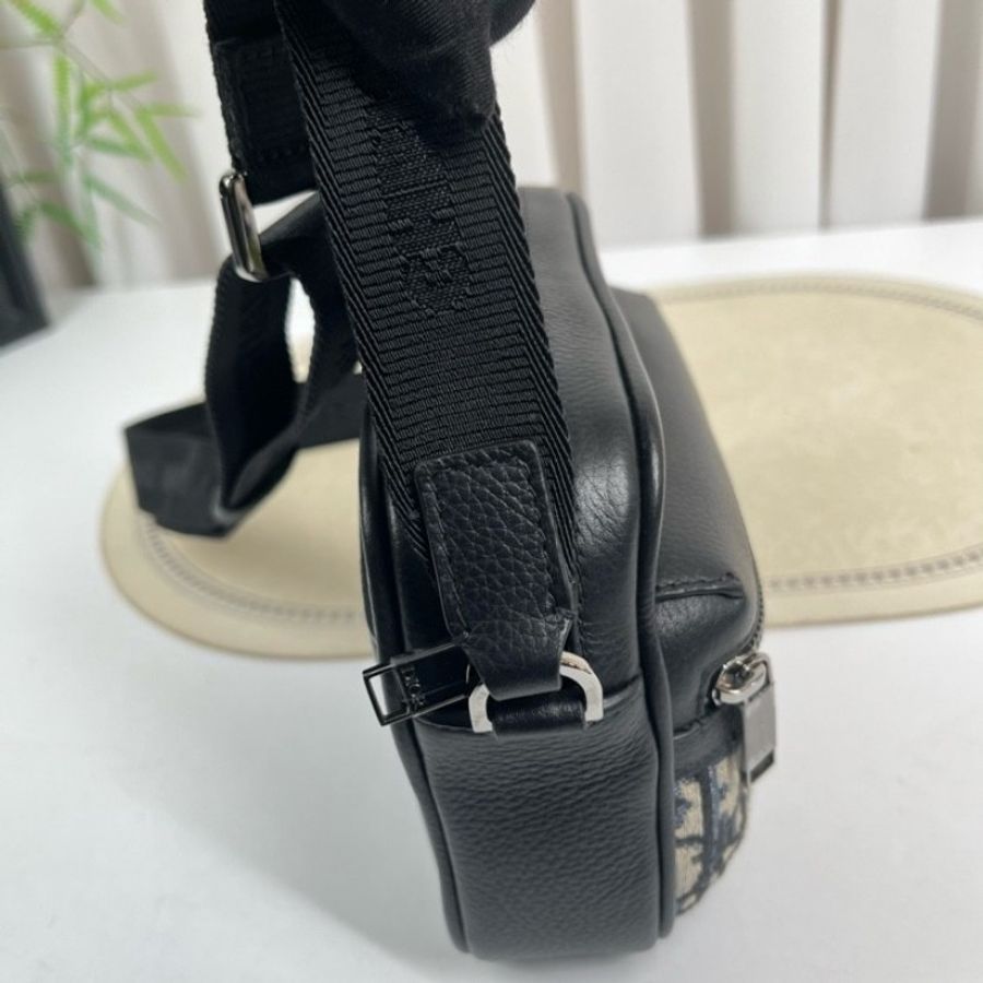DIOR Rider拉鍊信使包 經典刺繡拼黑-25