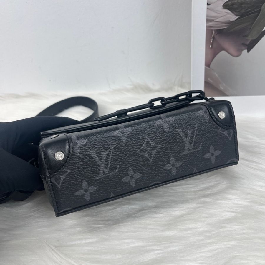 Louis Vuitton 路易威登Steamer 黑武士插銷盒子包,芯片款,尺寸:18 x 11 x 6.5-5