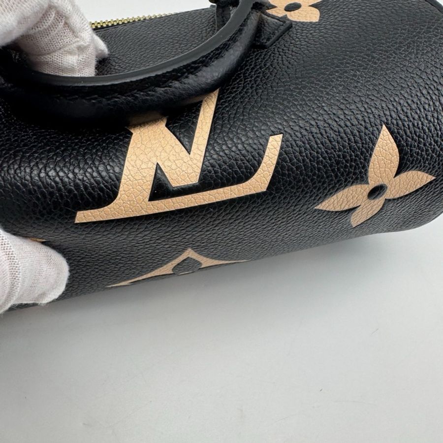 99新Louis Vuitton 路易威登 黑白全皮壓花巴比龍圓筒包 芯片款底長22cm-15
