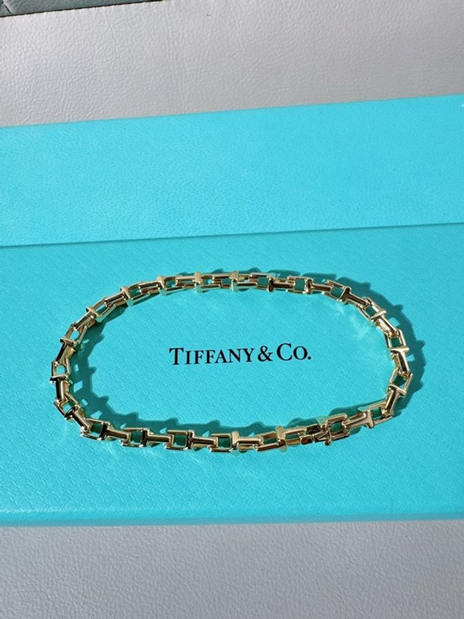 Tiffany 蒂芙尼 T系列 T型鏤空鏈節手鍊,總長19cm-4
