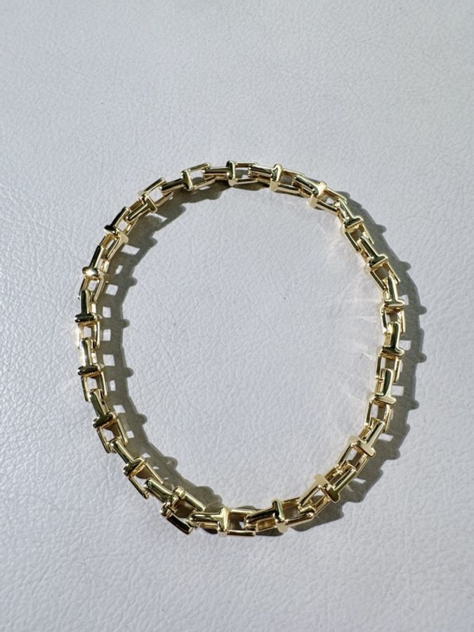 Tiffany 蒂芙尼 T系列 T型鏤空鏈節手鍊,總長19cm-6