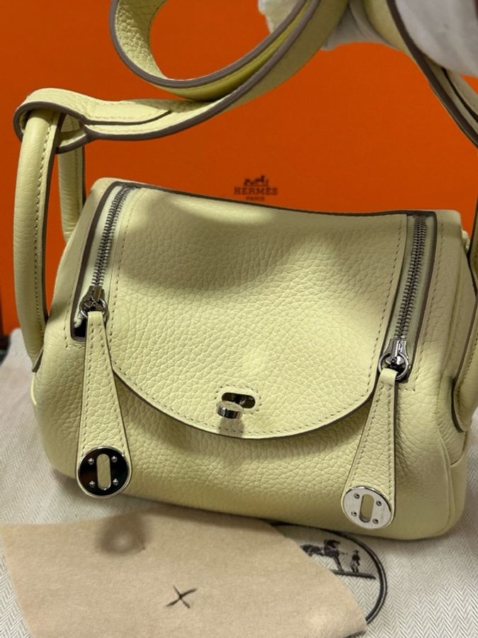 愛馬仕 / Hermès Mini Lindy i8 米爾頓檸檬黃（愛馬仕熱門亮色），T C 皮，W 刻印，24 年票據。-4