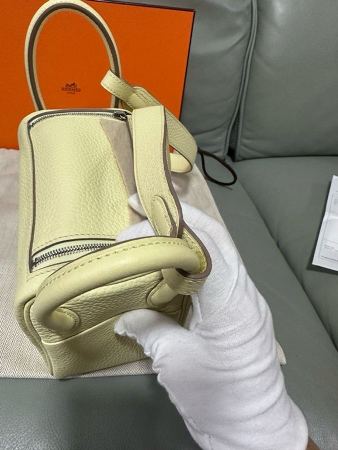 愛馬仕 / Hermès Mini Lindy i8 米爾頓檸檬黃（愛馬仕熱門亮色），T C 皮，W 刻印，24 年票據。-16
