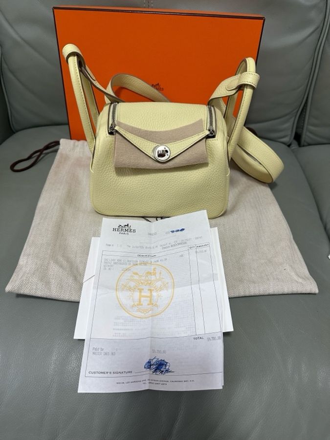 愛馬仕 / Hermès Mini Lindy i8 米爾頓檸檬黃（愛馬仕熱門亮色），T C 皮，W 刻印，24 年票據。-31