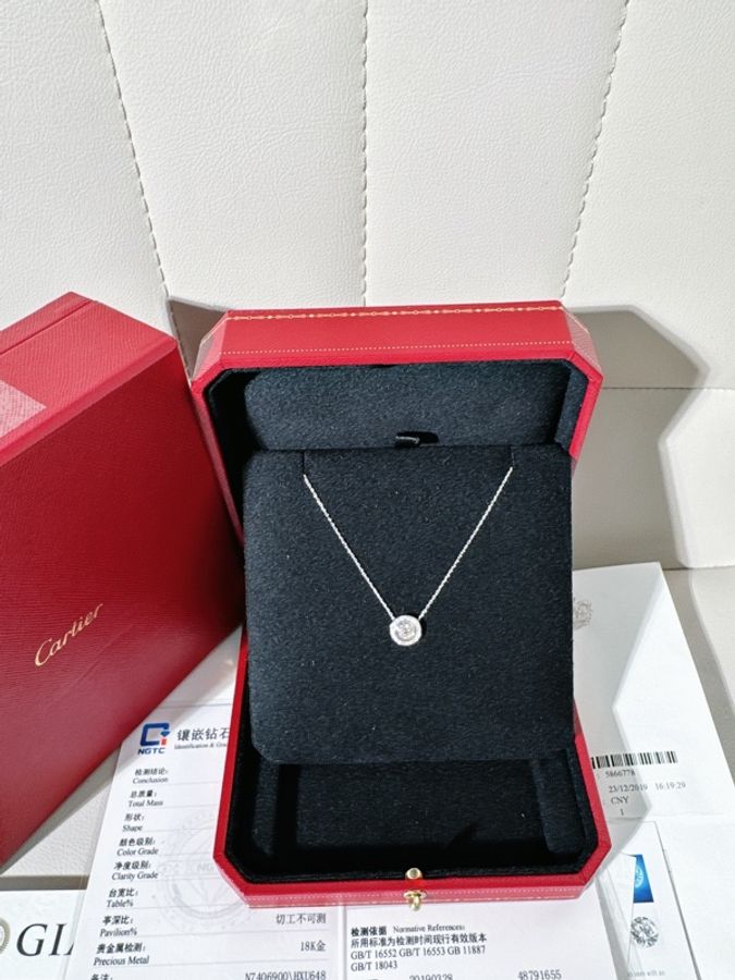 Cartier卡地亞 白金滿鑽飛碟項鍊,主鑽0.5ct-1