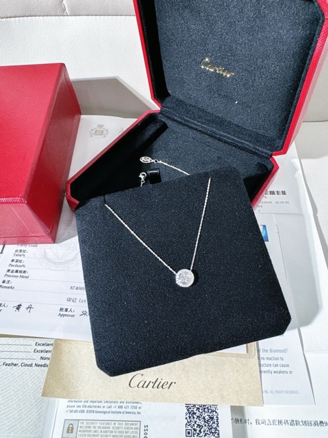 Cartier卡地亞 白金滿鑽飛碟項鍊,主鑽0.5ct-4