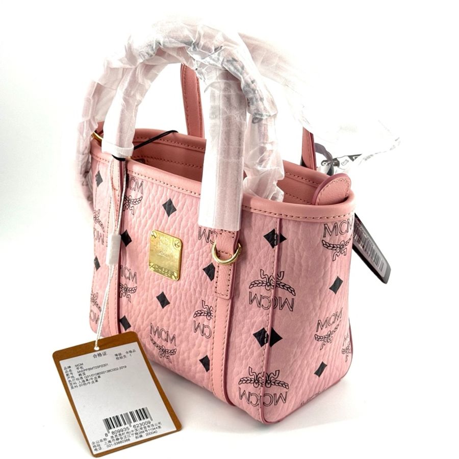 MCM 粉色菜籃子托特包 超mini 底長17cm-2