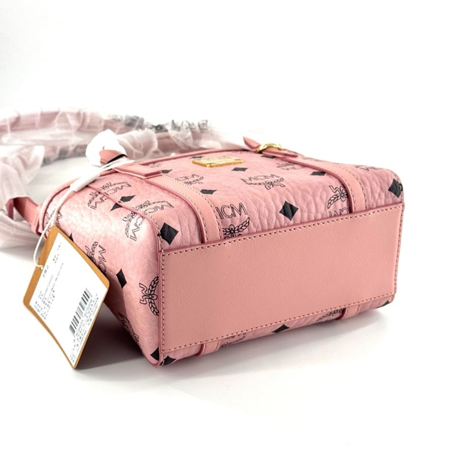 MCM 粉色菜籃子托特包 超mini 底長17cm-4