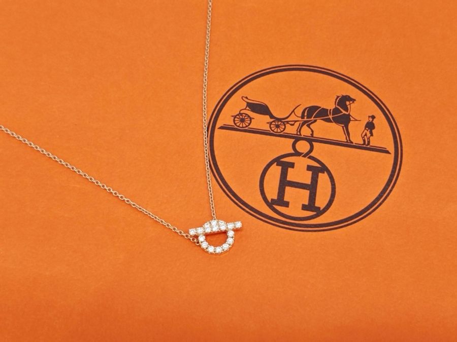 Hermès 愛馬仕小q滿鑽項鍊 玫瑰金-2