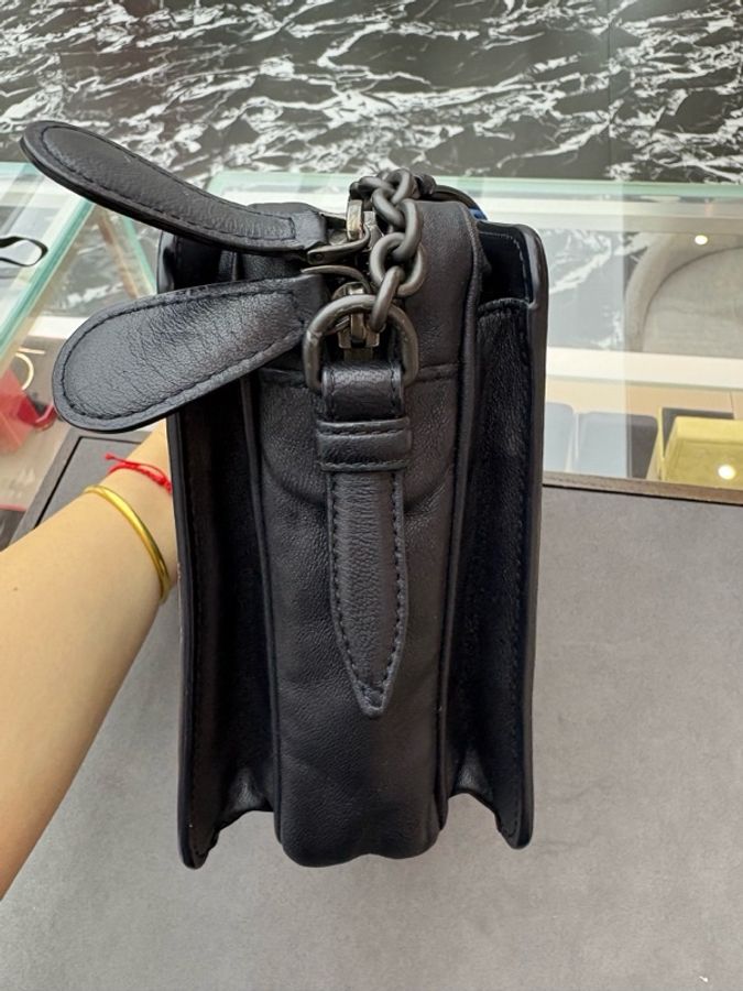 BOTTEGA VENETA葆蝶家 BV黑藍色拼接編織單肩包-8