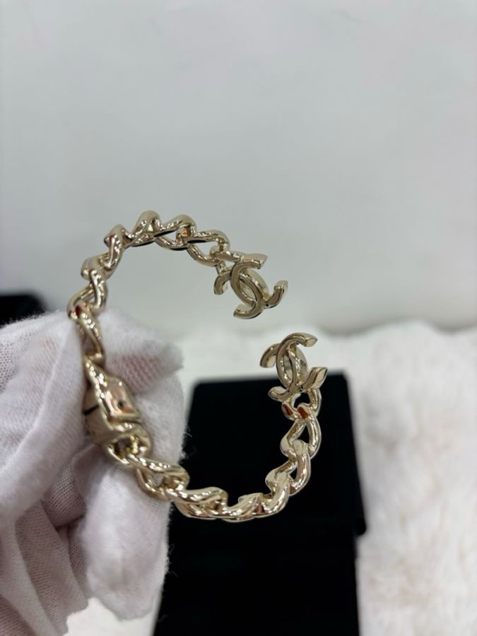 CHANEL香奈兒雙C鏈條手鐲 金色-3