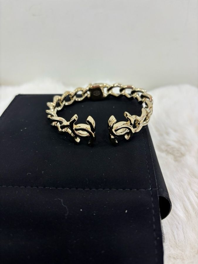 CHANEL香奈兒雙C鏈條手鐲 金色-4