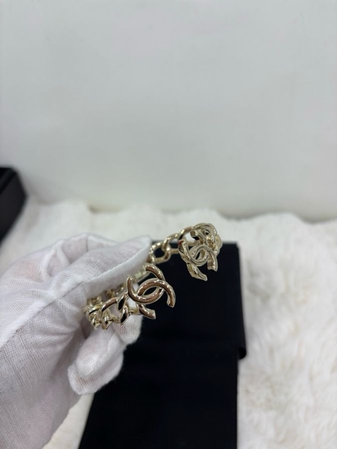 CHANEL香奈兒雙C鏈條手鐲 金色-5