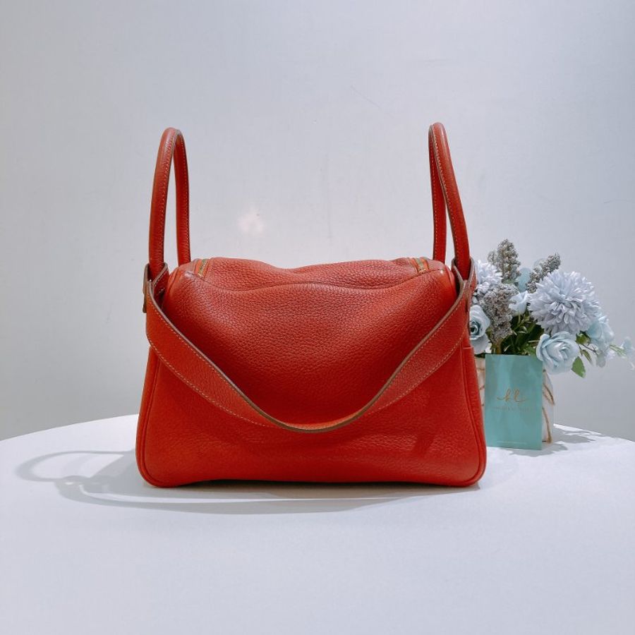 TW4924 Hermes 愛馬仕 單肩包 Lindy 26 三文魚色 金扣TC 9M Sanguine x GHW #Square O-1