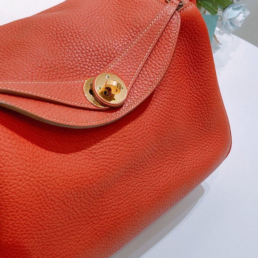 TW4924 Hermes 愛馬仕 單肩包 Lindy 26 三文魚色 金扣TC 9M Sanguine x GHW #Square O-11