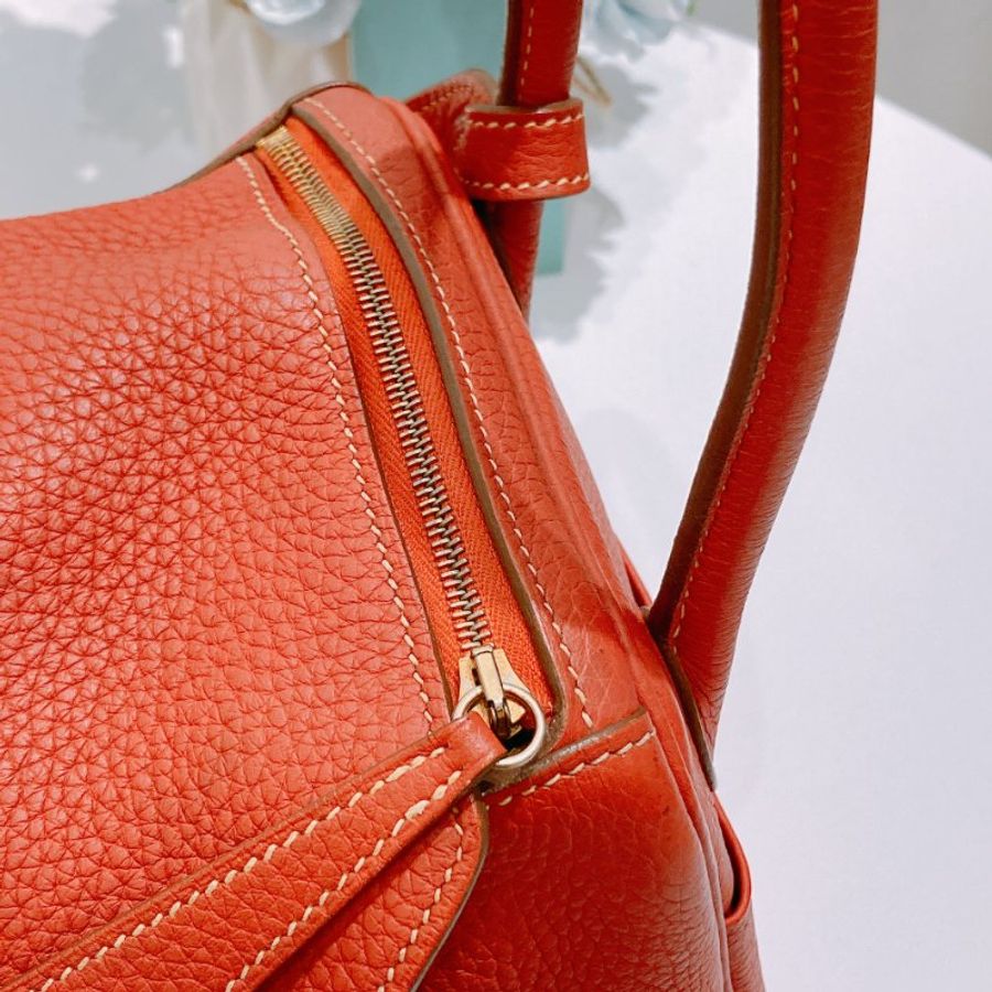 TW4924 Hermes 愛馬仕 單肩包 Lindy 26 三文魚色 金扣TC 9M Sanguine x GHW #Square O-12