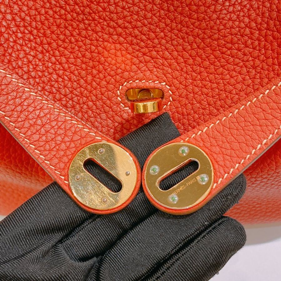 TW4924 Hermes 愛馬仕 單肩包 Lindy 26 三文魚色 金扣TC 9M Sanguine x GHW #Square O-15