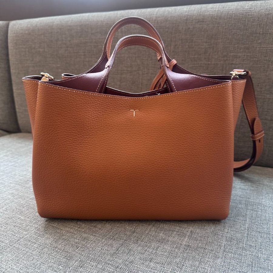 TOD'S 棕色荔枝紋牛皮 Timeless-1
