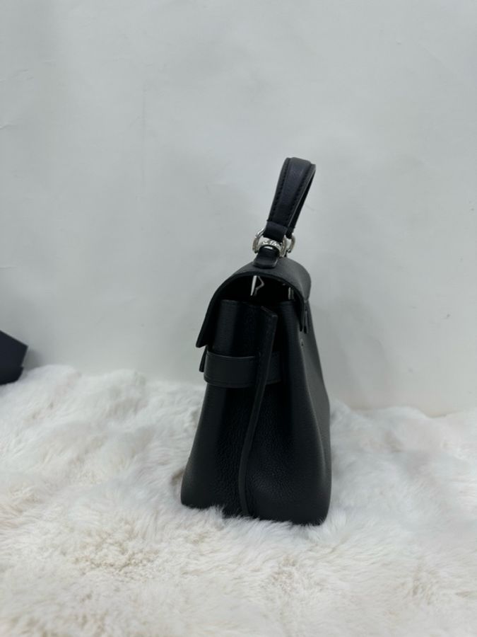 LV Lockme Ever 可拆式肩帶鏈條 黑銀粒面牛皮革 單肩斜背手提包-3
