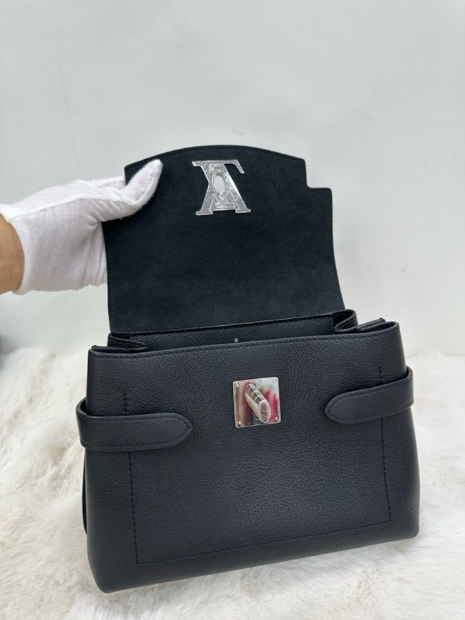 LV Lockme Ever 可拆式肩帶鏈條 黑銀粒面牛皮革 單肩斜背手提包-7