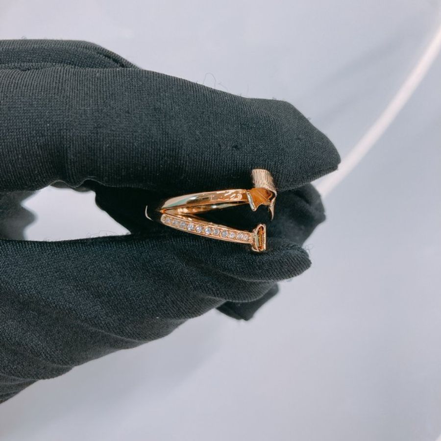 MS0776	Christian Dior 迪奧中號CD拼蝴蝶結雙戒子 CD Bow Ring Size M / 54 Crystal x GHW-6