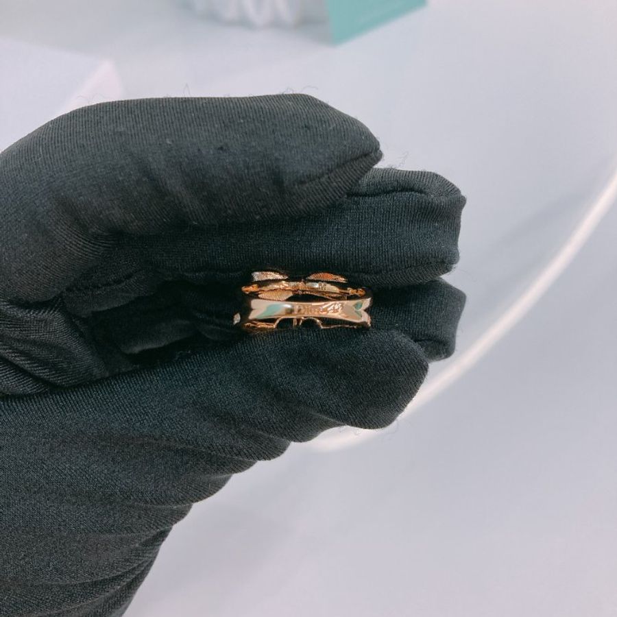 MS0776	Christian Dior 迪奧中號CD拼蝴蝶結雙戒子 CD Bow Ring Size M / 54 Crystal x GHW-7