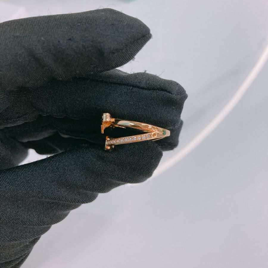 MS0776	Christian Dior 迪奧中號CD拼蝴蝶結雙戒子 CD Bow Ring Size M / 54 Crystal x GHW-8