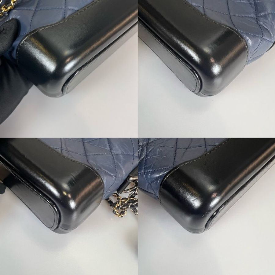 CHANEL 流浪包小號 藍黑 保卡款27開-10