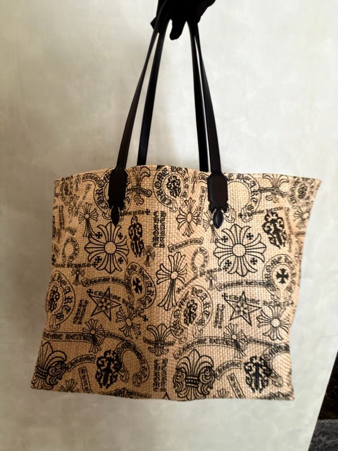 克羅心/ Large Beaches Bag 滿版圖騰編織海灘托特包-2