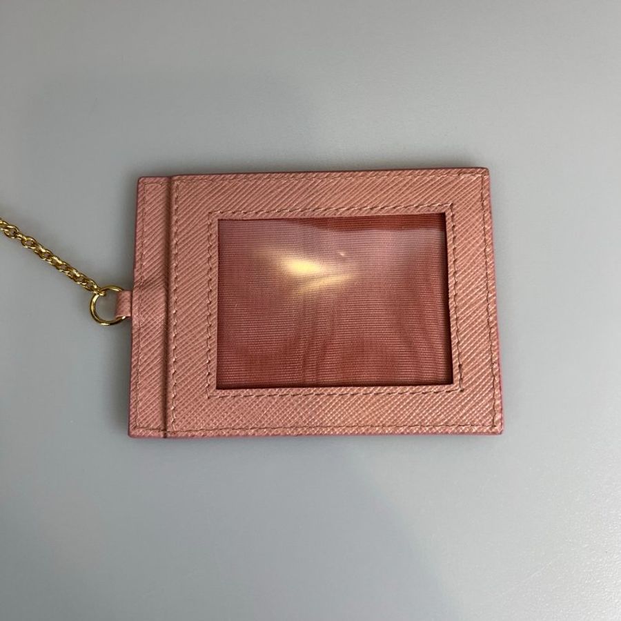PRADA 1MH132 粉金邊翻蓋長夾-12