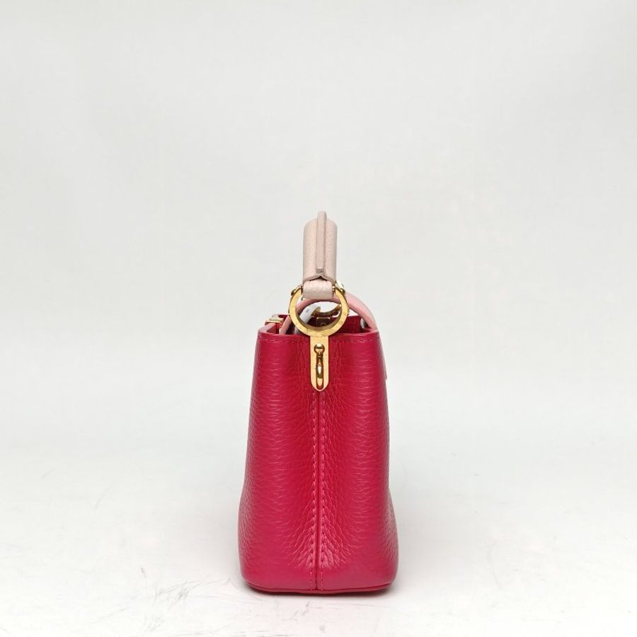 LOUIS VUITTON CapucinesMini玫紅牛皮革金扣晶片肩背包-1