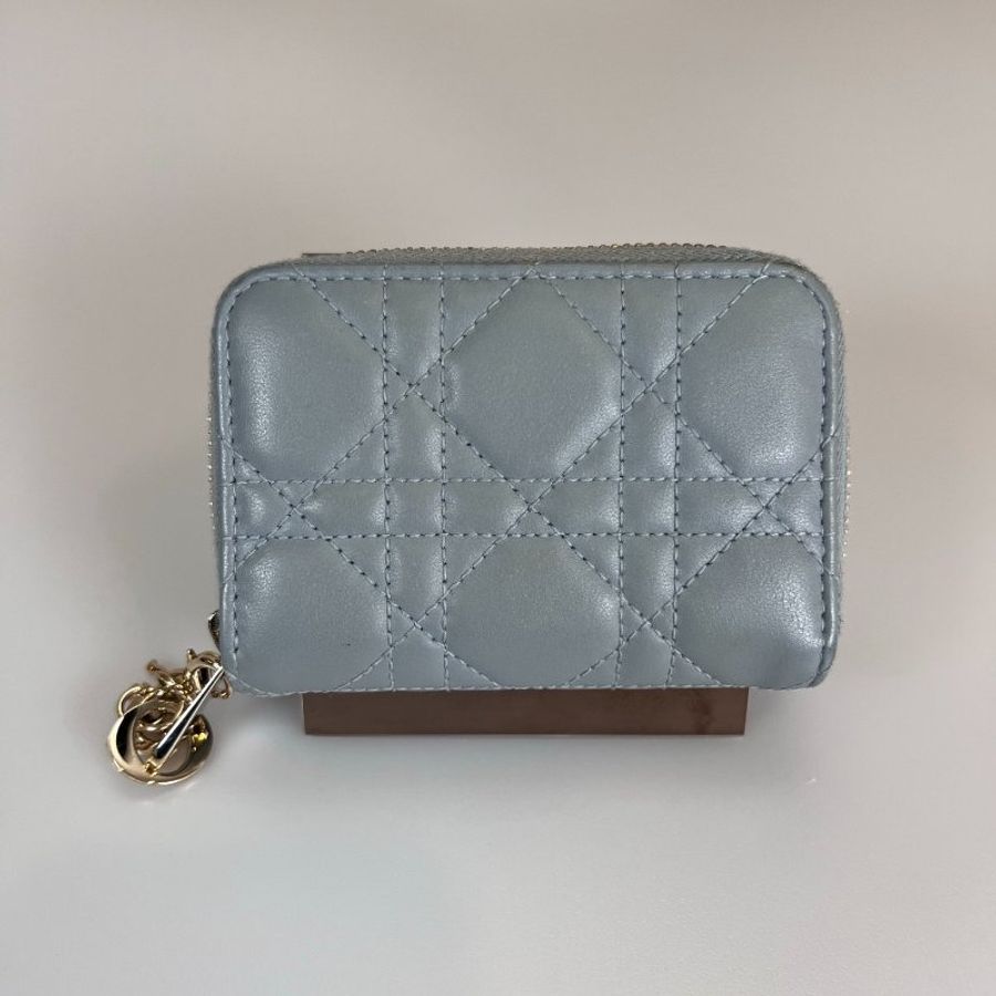 DIOR 43-MA-1202 灰藍CAROㄇ拉零錢包-1