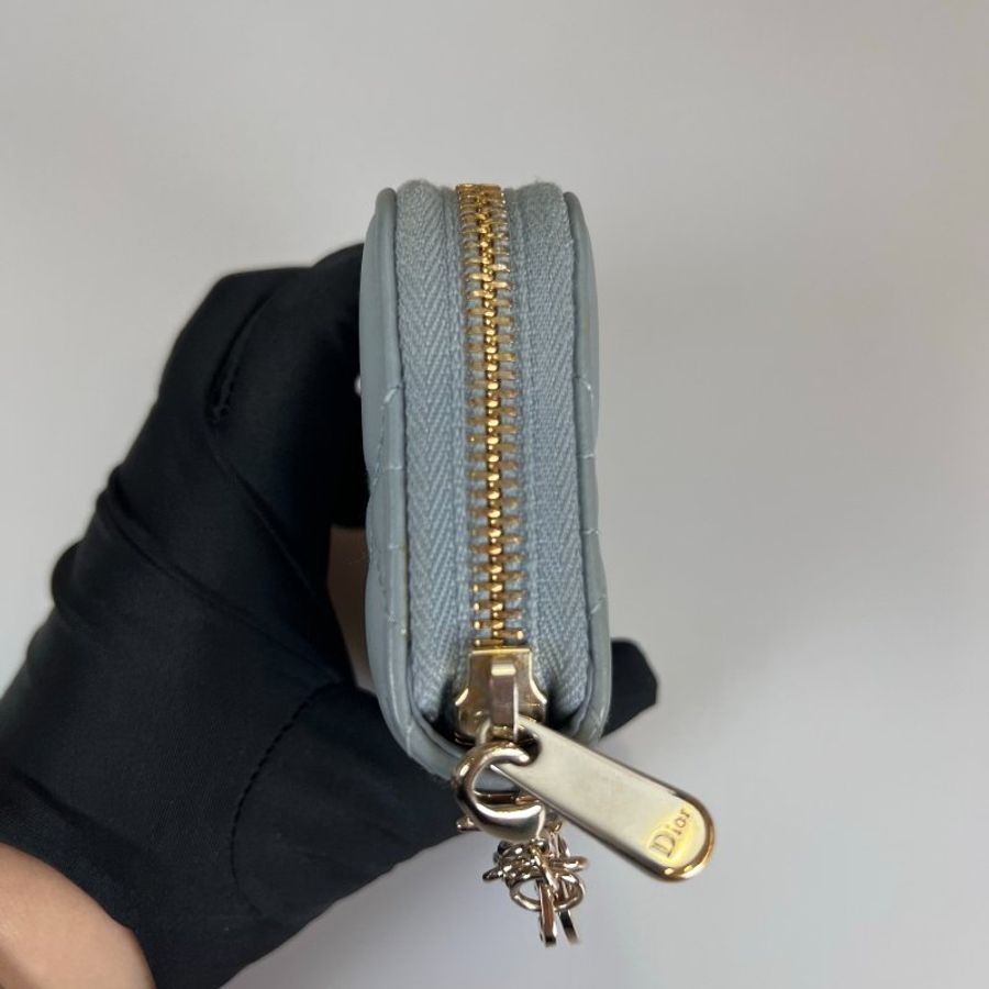 DIOR 43-MA-1202 灰藍CAROㄇ拉零錢包-3