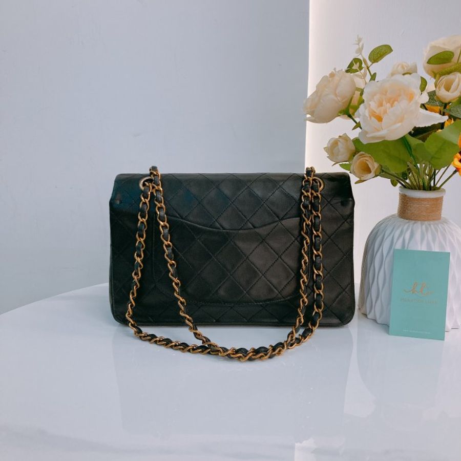MS0774 Chanel 香奈兒復古雙翻蓋式鍊帶包包 Vintage Classic Double Flap Medium Lambskin Black x GHW-1
