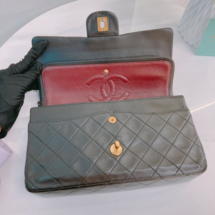 MS0774 Chanel 香奈兒復古雙翻蓋式鍊帶包包 Vintage Classic Double Flap Medium Lambskin Black x GHW-12