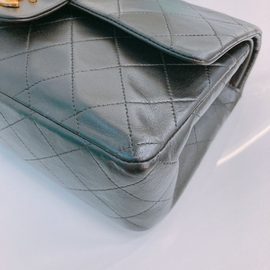 MS0774 Chanel 香奈兒復古雙翻蓋式鍊帶包包 Vintage Classic Double Flap Medium Lambskin Black x GHW-23