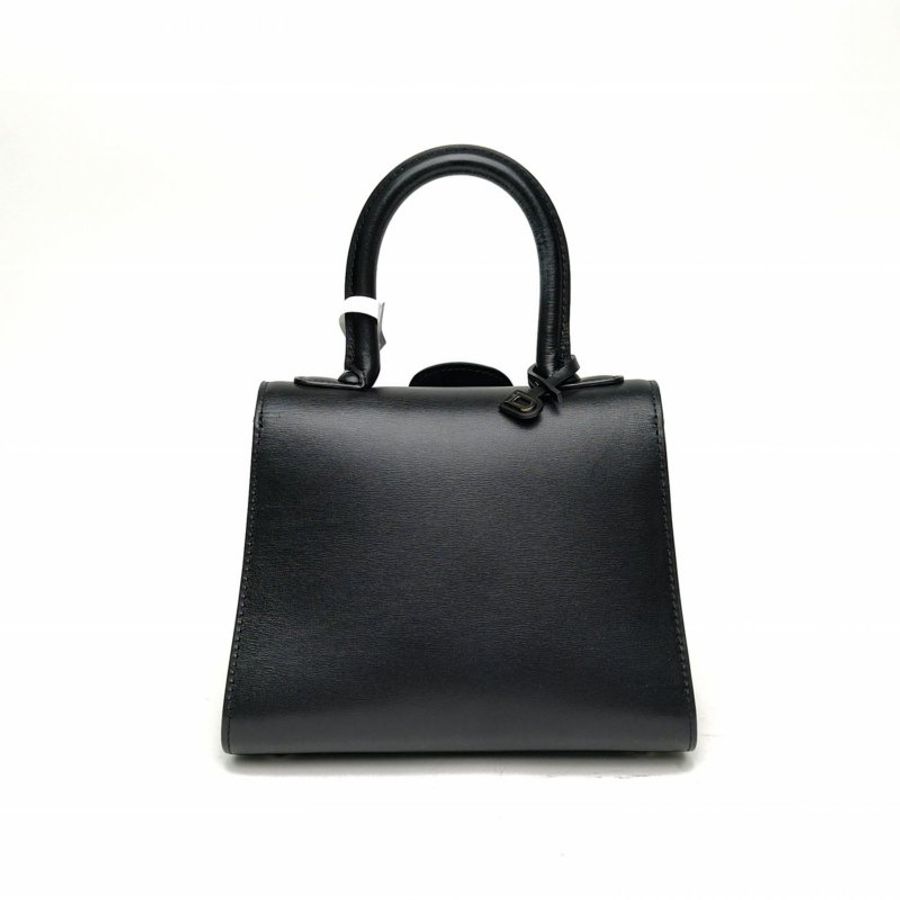 DELVAUX BrillantMINI黑色牛皮革銀扣肩背包-2