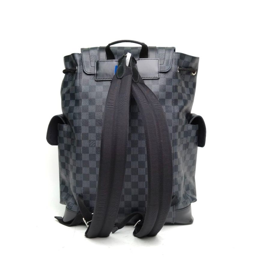 LOUIS VUITTON Christopher雙肩包黑棋格PVC肩背包-2