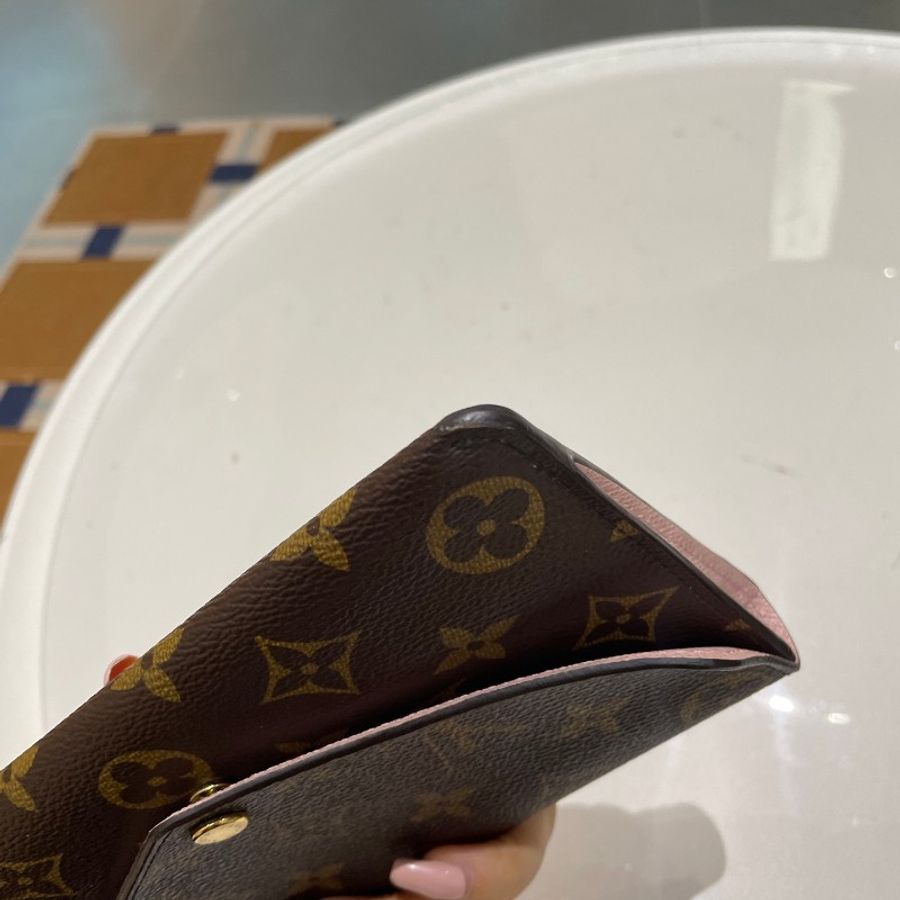 LV路易威登Josephine棕色拼粉内金属老花金豆豆钱包19*1.5*11-19