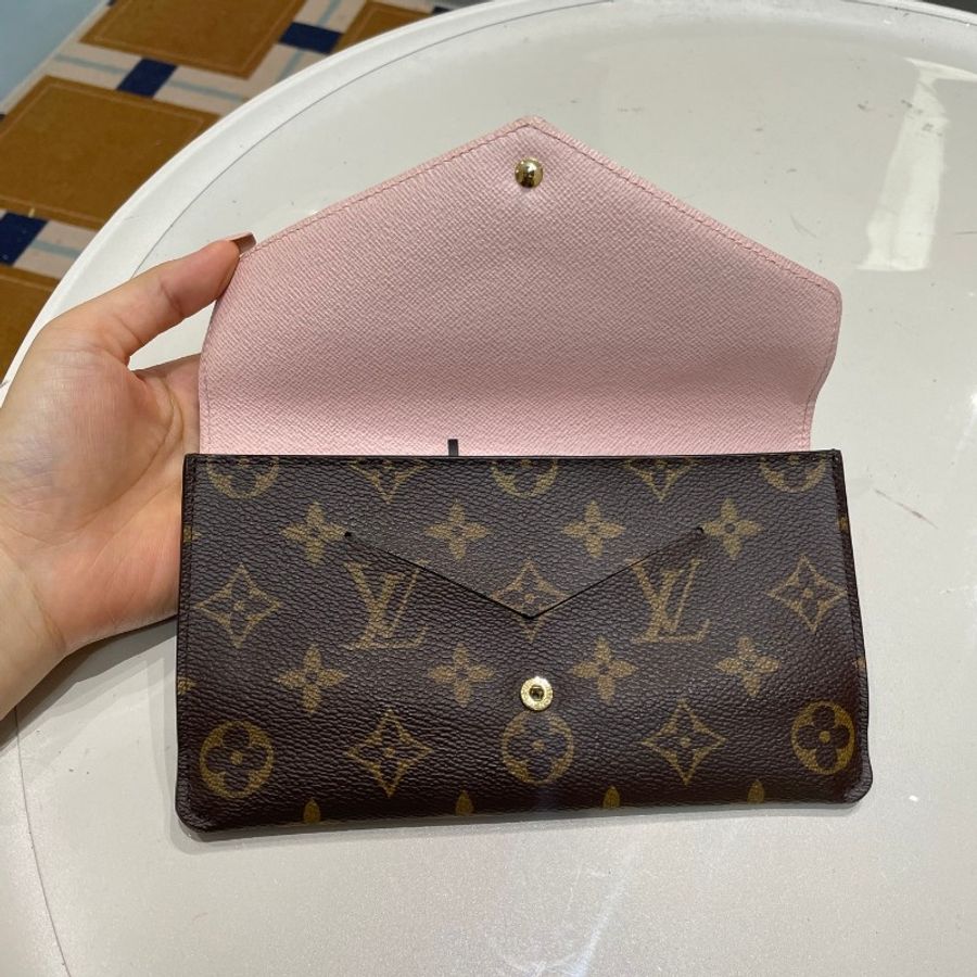 LV路易威登Josephine棕色拼粉内金属老花金豆豆钱包19*1.5*11-20