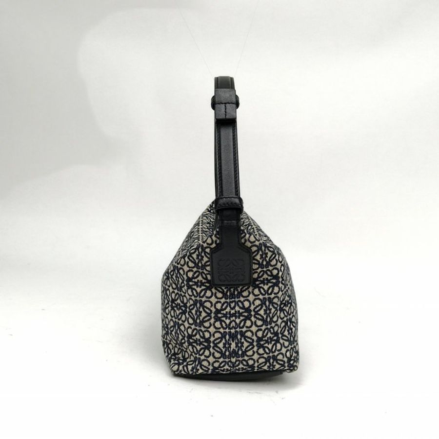 LOEWE CubiAnagram提花布飯盒包小號藍色帆布肩背包-1