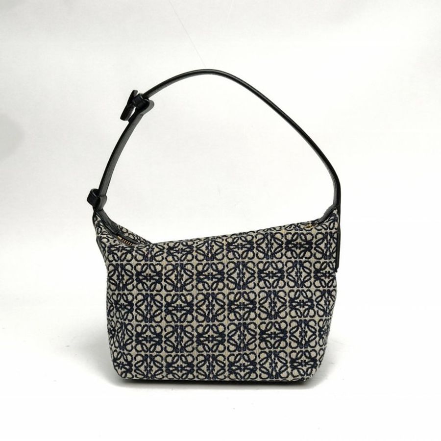 LOEWE CubiAnagram提花布飯盒包小號藍色帆布肩背包-2