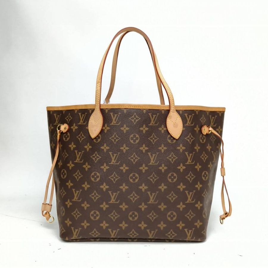 LOUIS VUITTON Neverfull中號玫紅內裏老花PVC金扣肩背包-0