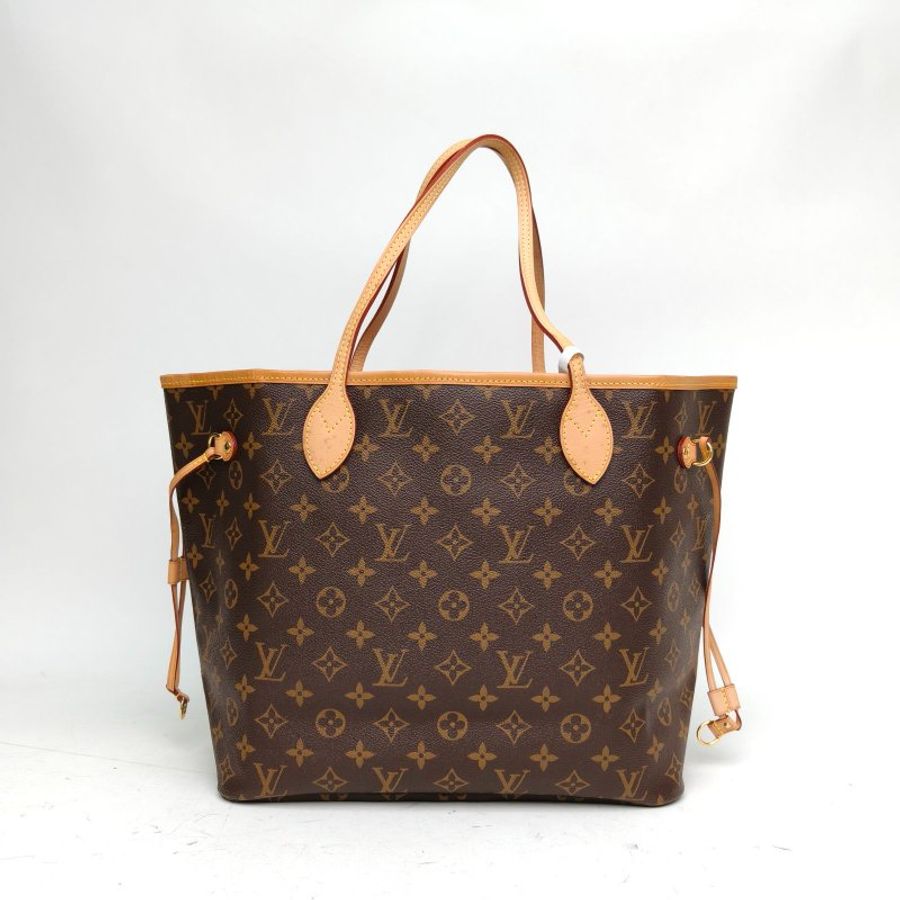 LOUIS VUITTON Neverfull中號玫紅內裏老花PVC金扣肩背包-2