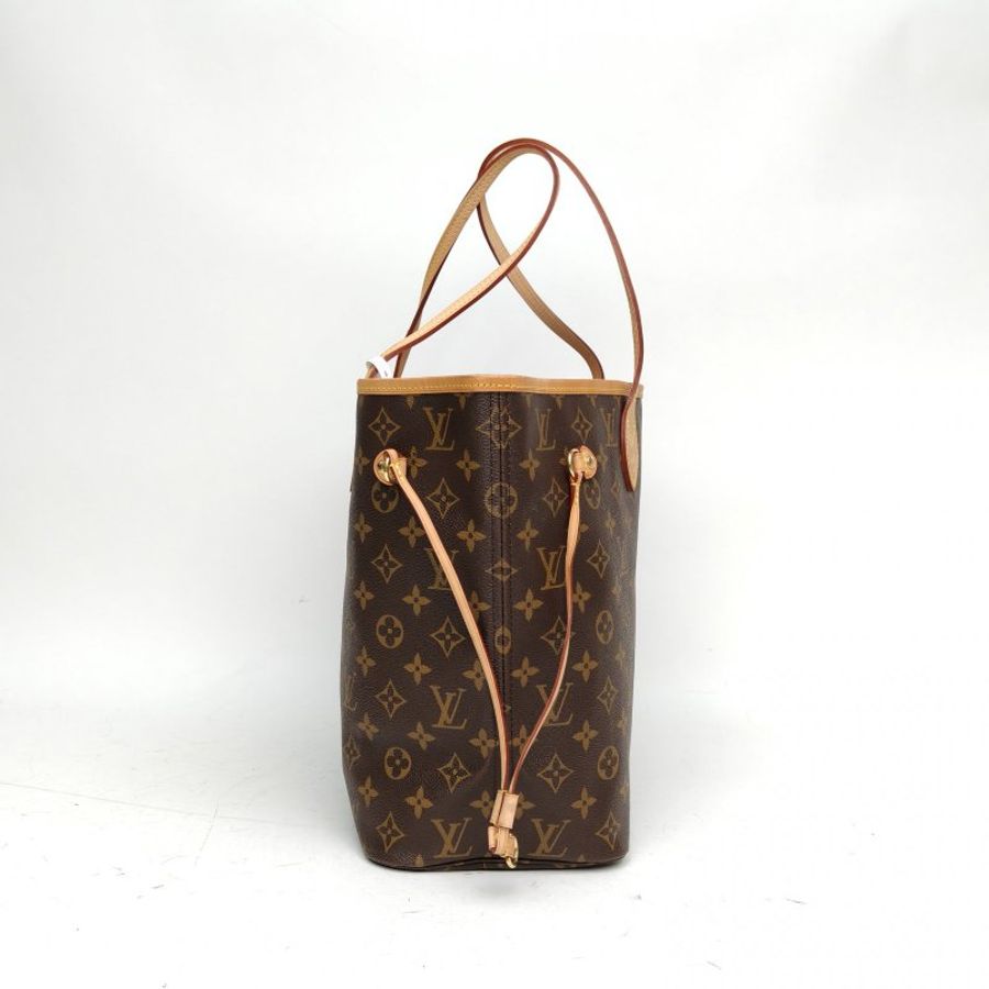 LOUIS VUITTON Neverfull中號玫紅內裏老花PVC金扣肩背包-3