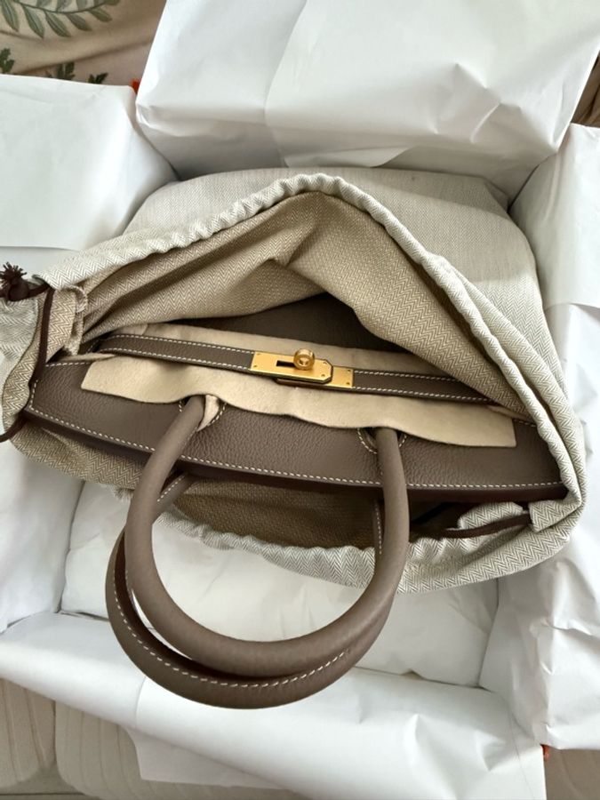 🎀 全新Hermes 愛馬仕 BIRKIN 30 🤎大象灰 金扣 togo皮-3