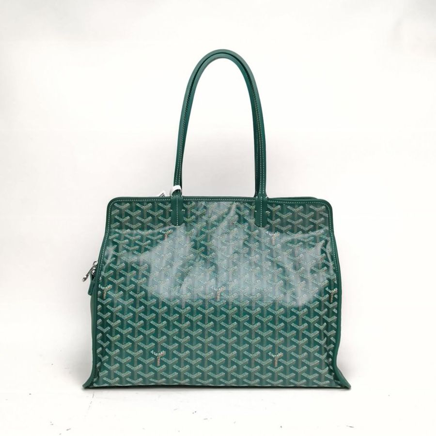 GOYARD HARDYHARDY小號滿印托特包綠色銀扣老花肩背包-0