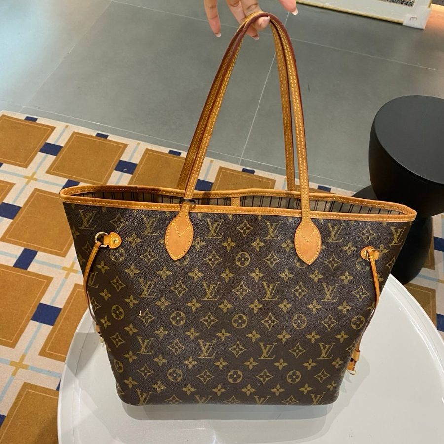 LV路易威登Neverfull老花中号米色内里托特包购物袋31*28*14-28